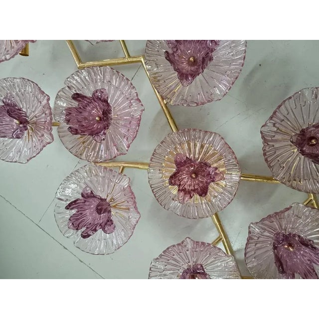 Metal Mid-Century Art Glass and Brass Wall Light For Sale - Image 7 of 9