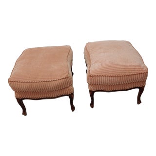 Pair of Contemporary Pink Upholstered Ottomans For Sale