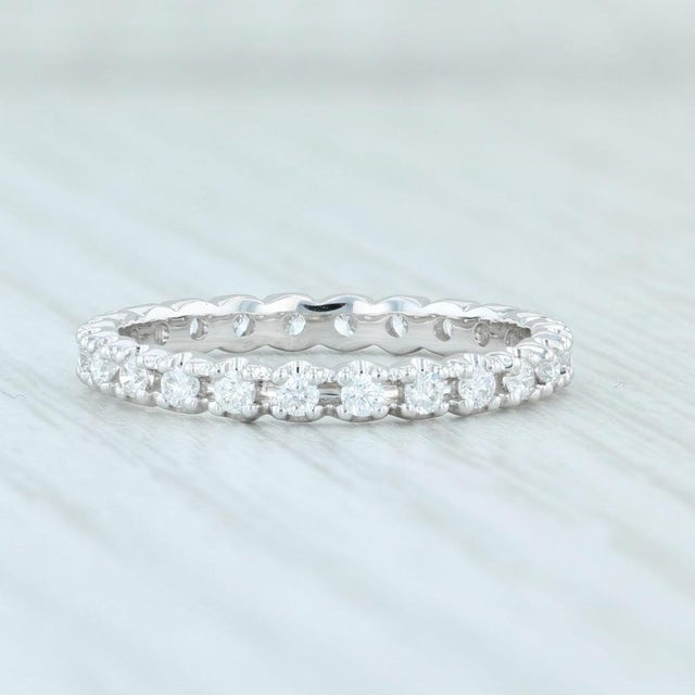 New 0.46ctw Diamond Eternity Ring 14k White Gold Size 6 Wedding Stackable Band For Sale - Image 4 of 7