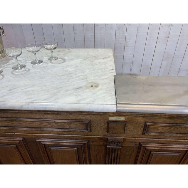 Bar Counter in Oak with Zinc and White Marble For Sale - Image 13 of 18
