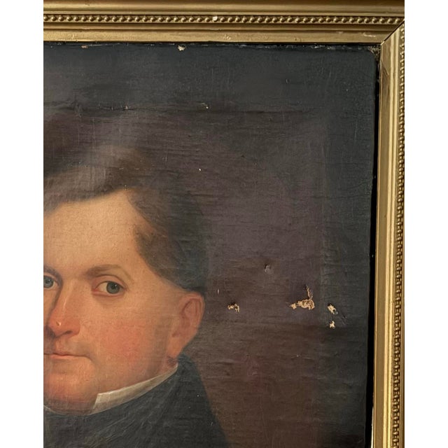 Mid 19th Century 19th‑Century Framed Oil Portrait of a Gentleman Holding Document — Antique Victorian Painting For Sale - Image 5 of 12