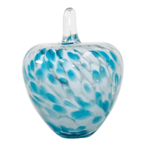 Mid Century Modern Murano Art Glass Blue and Clear Apple Sculpture Paperweight 1960's