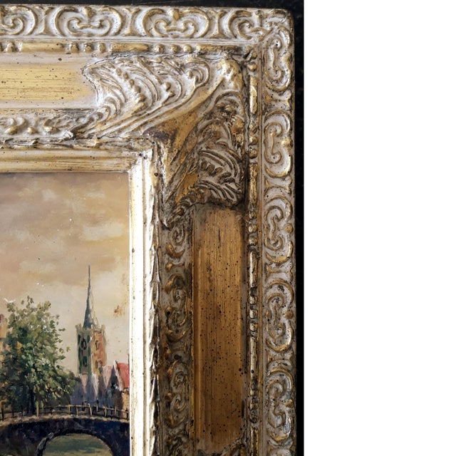 1950s Dutch Scenic Wood Panel Oil Painting With Gilt Frame Chairish