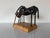 Vintage Brutalist Abstract Mare & Foal Metal Sculpture on Burl Wood Base For Sale - Image 9 of 16