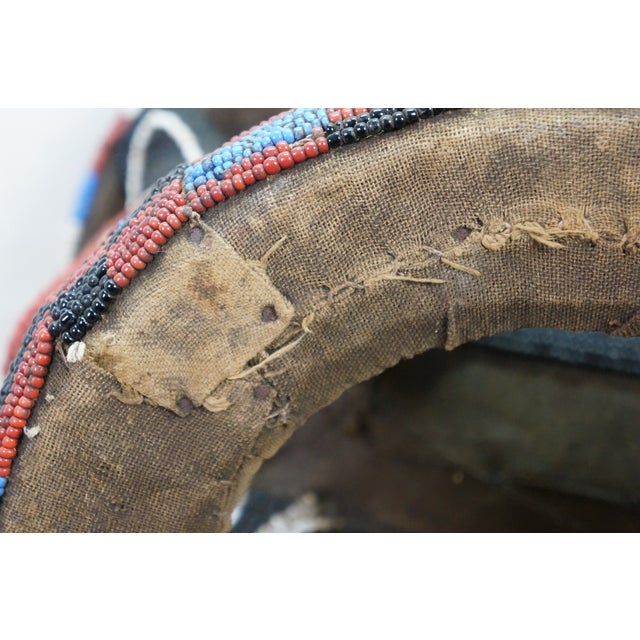 Late 20th Century African Cameroon Bamileke Tribal Beaded Zoomorphic Side Table Stool 16" For Sale - Image 15 of 16