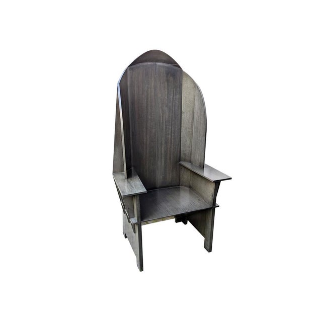 Large Sculptural Matrix Throne Armchair in Grey Wood by Adriano e Paolo Suman for Giorgetti, 1984 For Sale - Image 13 of 13