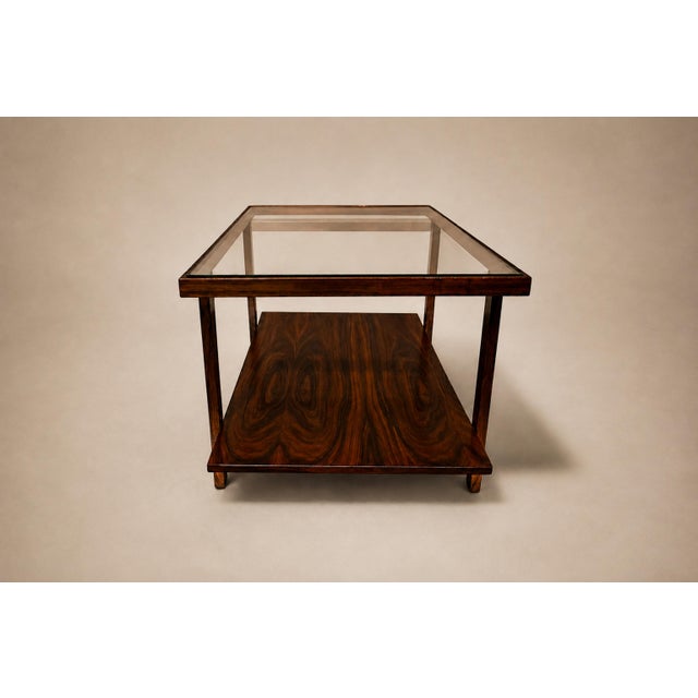 Brazilian Modern Rectangular Side Table in Rosewood & Glass, Branco E Preto, 1950s For Sale - Image 11 of 17