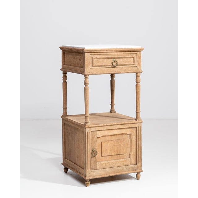 Early 20th Century French Oak Marble-Top Side Table For Sale - Image 13 of 13