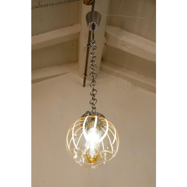 Pendant Light With Murano Blown Glass Globe, Italy For Sale - Image 9 of 11