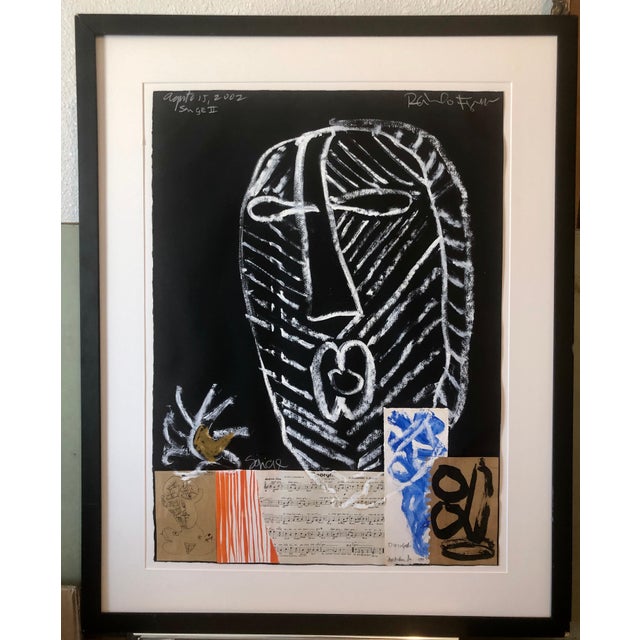 Oil pastels, acrylic, wax pencil, graphite, watercolor and collage elements on paper framed to 39.5 X 31.5. sheet measures...