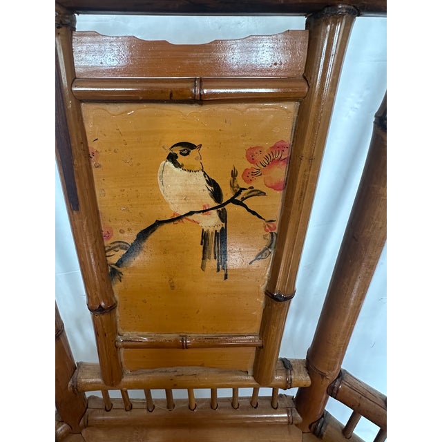 Rattan & Bamboo Armchairs With Bird Decoration -a Pair For Sale - Image 4 of 10