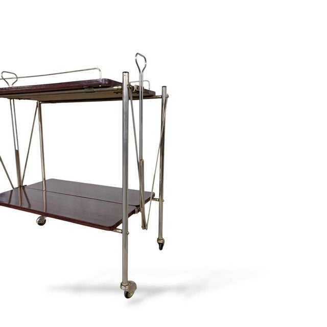 Mid-Century Modern Folding Serving Trolley with Rosewood and Chrome Frame, 1960s For Sale - Image 6 of 7
