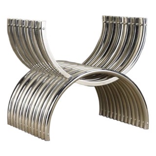 1970s Italian Chrome Sculptural Table Base, Modernist Dining or Coffee Table Base, Mid Century Modern Architectural Pedestal Base For Sale