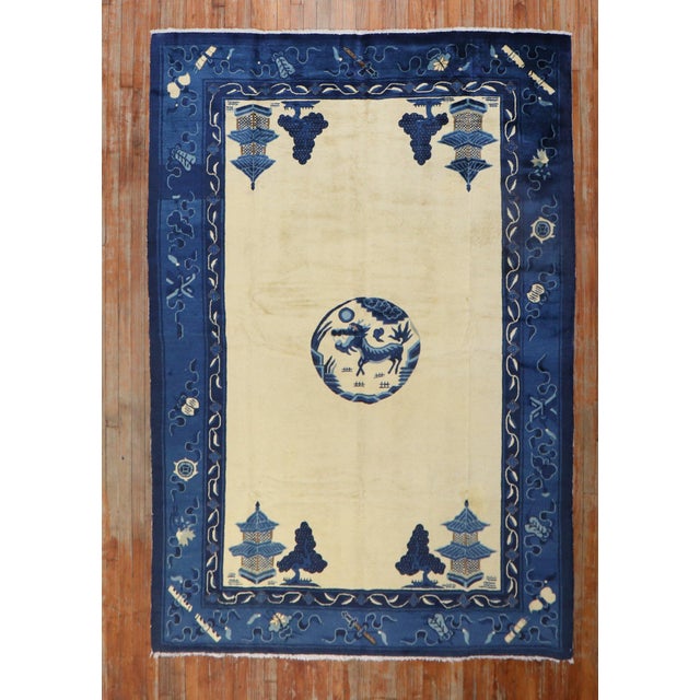 Early 20th Century Antique Chinese Dragon Rug - 6'2" x 8'8" For Sale - Image 5 of 12
