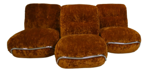 Modular 3-Seater Sofa in Steel and Velvet by Adriano Piazzesi, Italy, 1970s, Set of 3