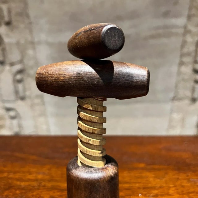 Mid-Century Modern 1970s Exotic Wood Wine Bottle Opener & Closer Mexico For Sale - Image 3 of 9