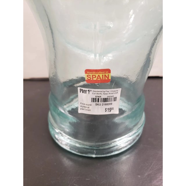 1970s Vintage Pier 1 Mannequin Head Clear Green Tint Glass Hat or Wig Display W/Tag, Made in Spain For Sale - Image 5 of 7