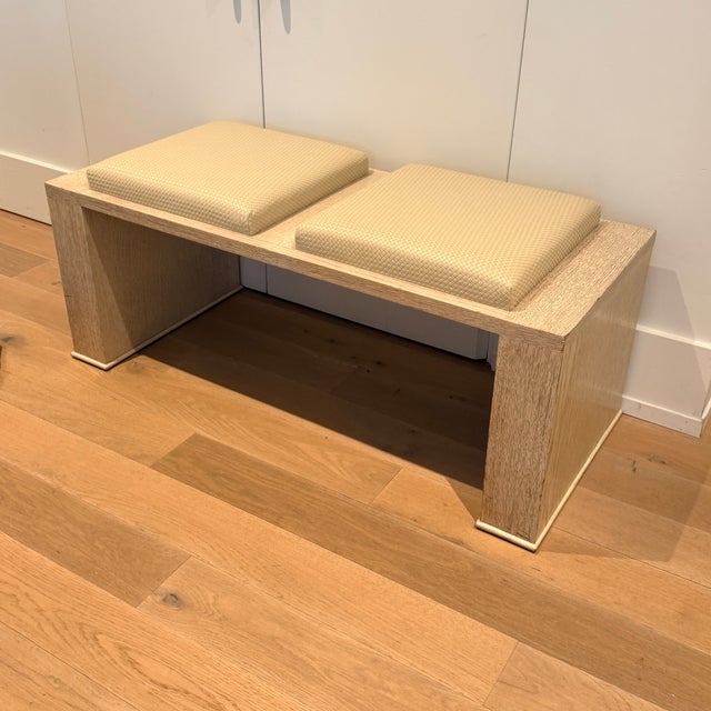 Bench With Woven Leather Cushions For Sale In Washington DC - Image 6 of 7