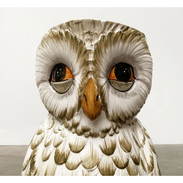 Vintage Italian Ceramic Owl Umbrella Stand For Sale - Image 6 of 18