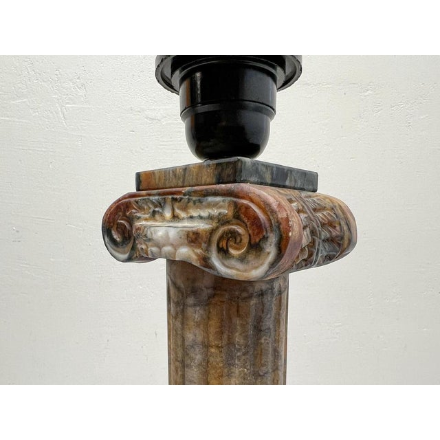 Greek Corinthian Column Table Lamp in Alabaster, 1970s For Sale - Image 10 of 16