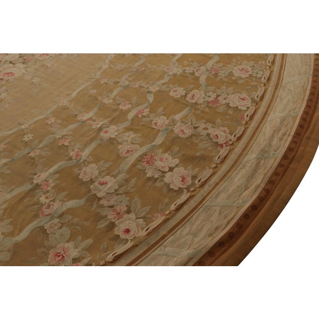 Late 18th Century Antique Floral Aubusson Flatweave Oversized Oval Rug in Brown For Sale In New York - Image 6 of 7