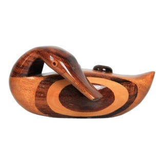 Vintage Hand-Carved Wood Duck Pen or Pencil Holder For Sale