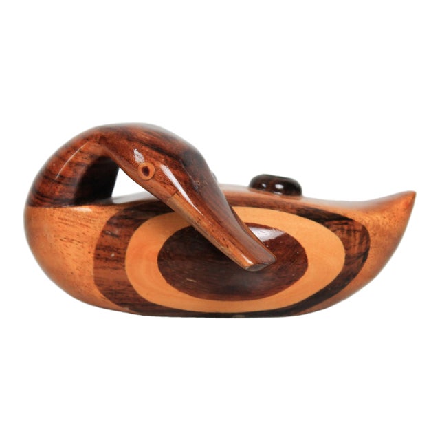 Vintage Hand-Carved Wood Duck Pen or Pencil Holder For Sale