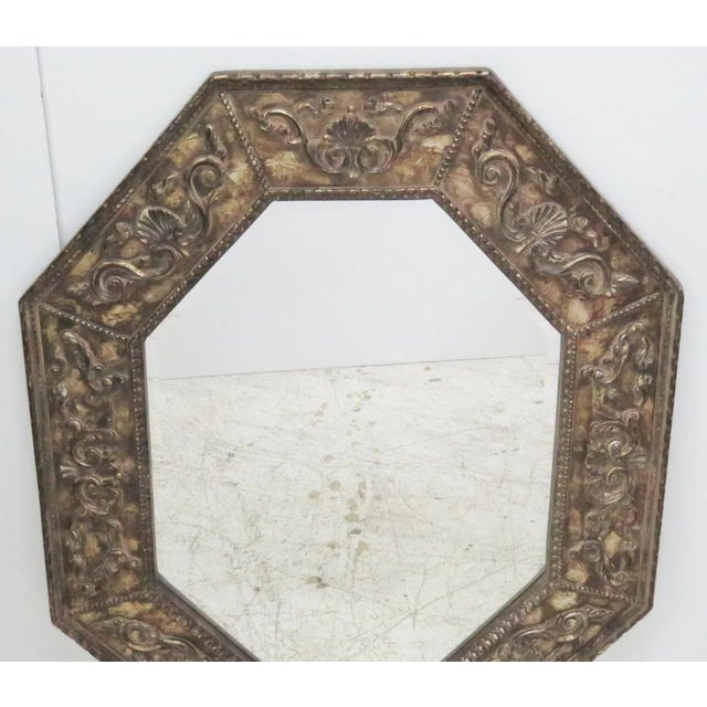 Rustic Octaganol Distressed Painted Mirror For Sale - Image 3 of 4