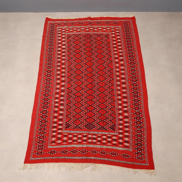 Kilim Rug in Cotton and Wool, Morocco For Sale - Image 3 of 10