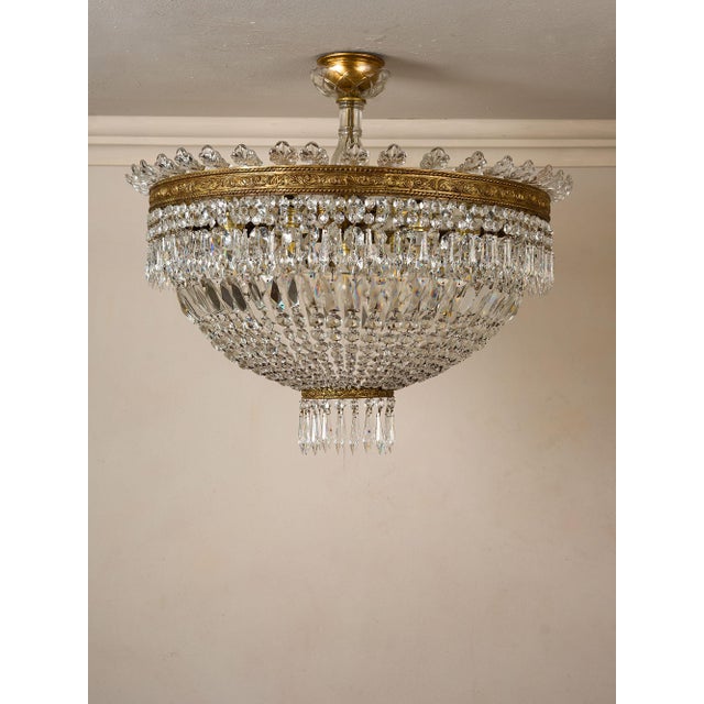 Gold Vintage Empire Bohemian Crystal Hot Air Balloon Ceiling Light, 1940s For Sale - Image 8 of 11