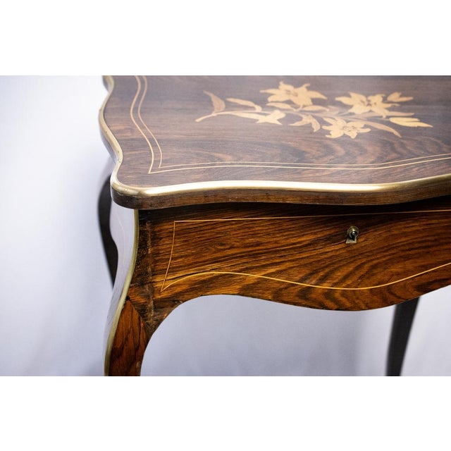 Dressing Table in Fruitwood and Wood Marquetry, 1890s For Sale - Image 9 of 14