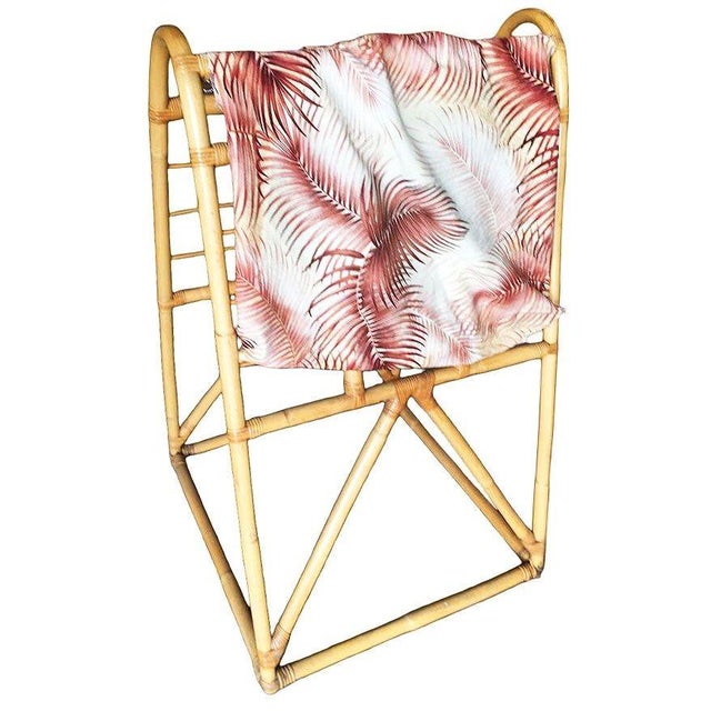 1930s Restored 1938 Art Deco Arched Rattan & Wicker Fabric Display Rack For Sale - Image 5 of 10