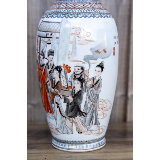 20th Century Chinese Famille Rose Grisaille & Iron Red Porcelain Vase For Sale - Image 13 of 18