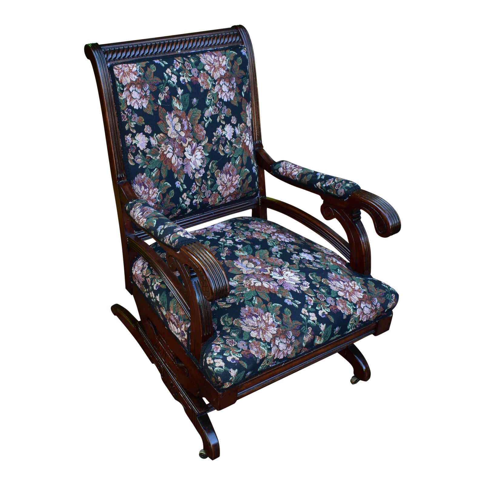 19th Century Antique Victorian Eastlake Mahogany Rocking Chair New