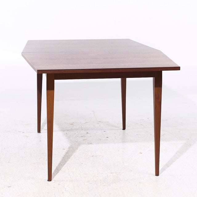 Calvin Kipp Stewart for Calvin Mid Century Walnut Expanding Dining Table With 1 Leaf For Sale - Image 4 of 10