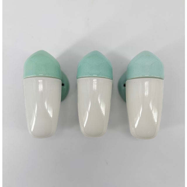Ceramic Aqua Blue Green Wall Lamp by Wilhelm Wagenfeld for Lindner, 1958 For Sale - Image 14 of 14