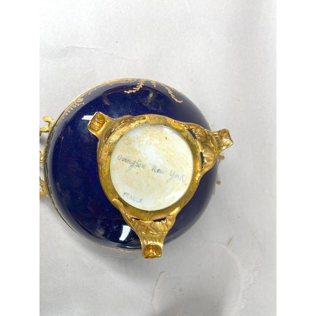 Early 20thC Sevres Blue Porcelain Bronze Bowl - 1 Pc For Sale - Image 15 of 16