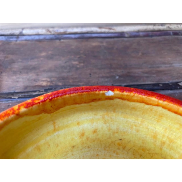 Vintage Drip Glaze Orange Flame Pattern Ceramic Bowl For Sale - Image 6 of 7