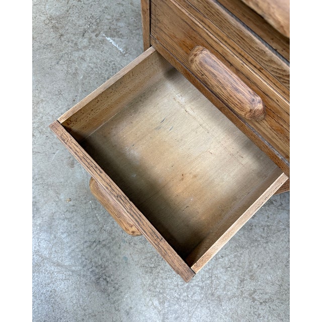Tan Vintage Oak Ministers Desk, 1930s For Sale - Image 8 of 15