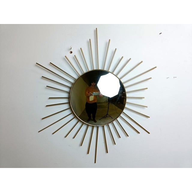 1970s Vintage Brass Sunburst Mirror, 1970s For Sale - Image 5 of 9