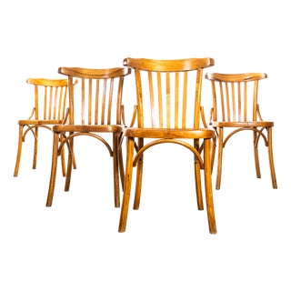 Honey Walnut Café Chairs, Set of 4 For Sale