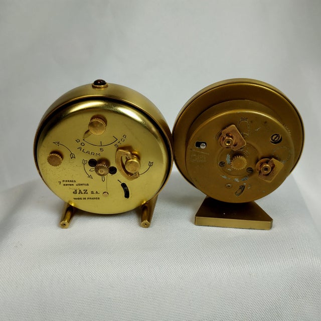Black 1950’s Century French and Germany Alarm Clocks - Set of 2 For Sale - Image 8 of 8