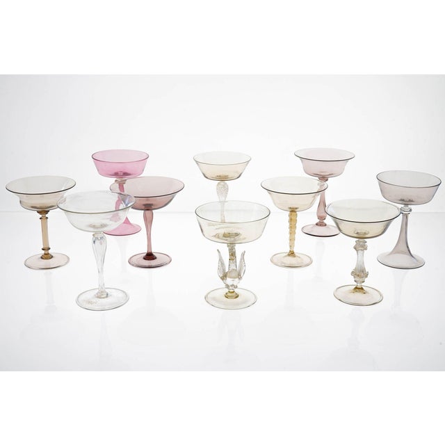 Glass Champagne Glasses from Cenedese, 1950s, Set of 10 For Sale - Image 7 of 18