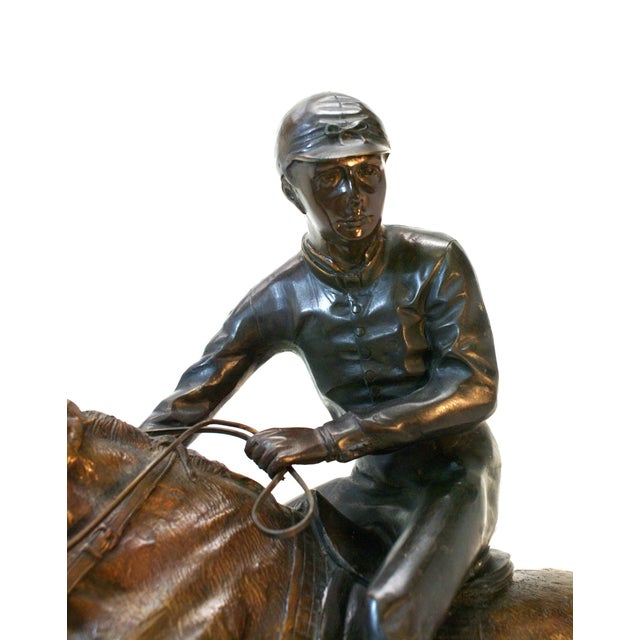 Large Bronze Jockey Rider on Race Horse Sculpture, 20th Century For Sale In Wichita - Image 6 of 12