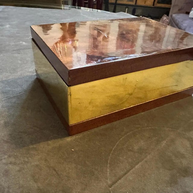 1970s 1970s Mid-Century Modern Walnut Root and Gilt Metal Italian Luxury Box For Sale - Image 5 of 10