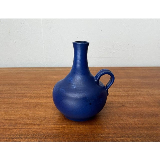 Blue Mid-Century German Studio Pottery Carafe Vase from Töpferhof Malente, 1960s For Sale - Image 8 of 16