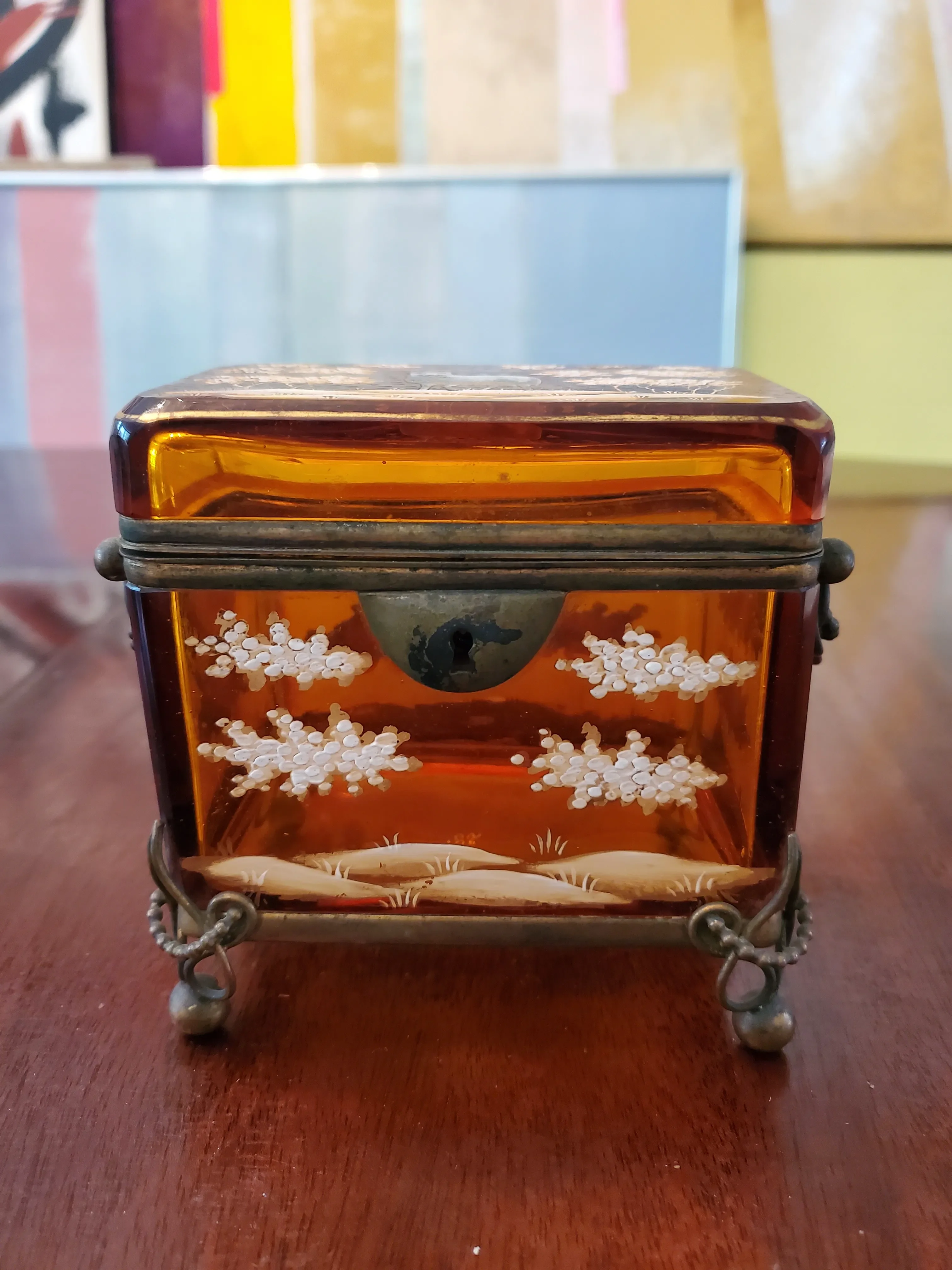 Late 19th Century Antique Bohemian Glass Moser Honey Amber Jewelry