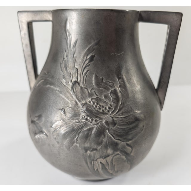 Metal 19th Century Art Nouveau Pewter Vase With Floral Design by Kayserzinn For Sale - Image 7 of 10