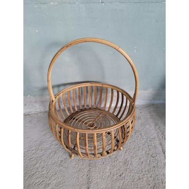 Vintage Wicker Magazine Rack For Sale - Image 4 of 11