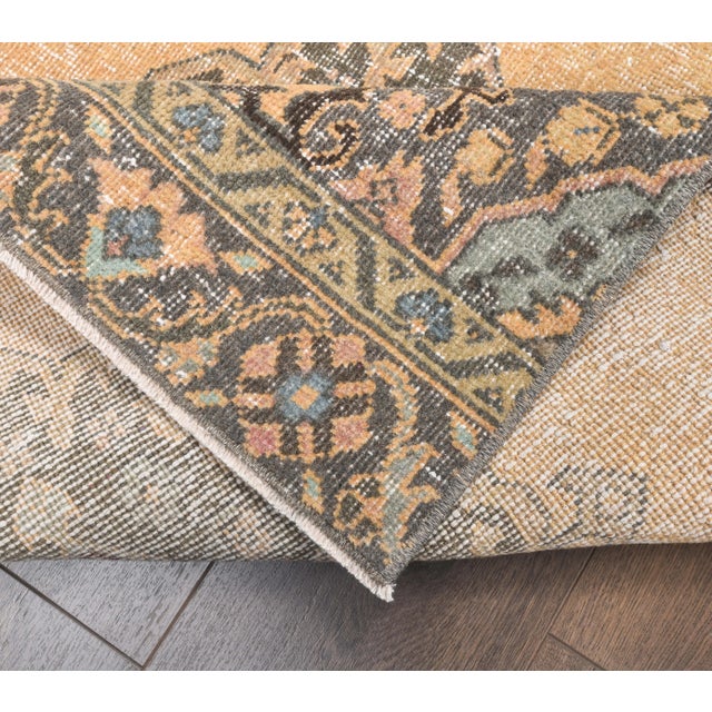 Orange 3'4x12'7 Orange Vintage Geometric Turkish Hand-Knotted Runner Rug For Sale - Image 8 of 9